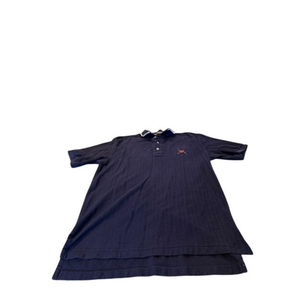 Polo Golf Ralph Lauren Vintage Mens Navy Blue Herringbone Polo Shirt Size M